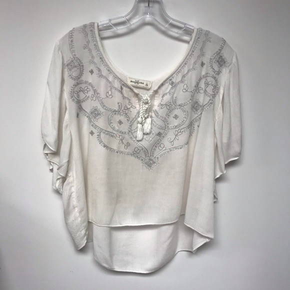 Abercrombie & Fitch Tops - Abercrombie & Fitch, white crop top with silver embellishments, size L.